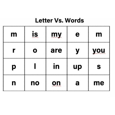 Letter Vs. Word sort