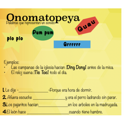 Onomatopeya Figurative language in English and Spanish