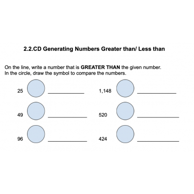 Generating Numbers Greater than and Less Than Bilingual